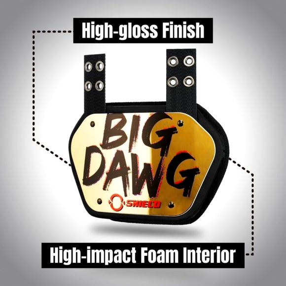 O Shield Big DAWG Golden Chrome Football Back Plate - Youth (max. 180 pounds) - Picture 5 of 6